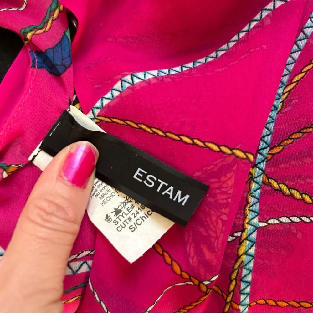 ESTAM colorful blouse Small - Picture 6 of 6